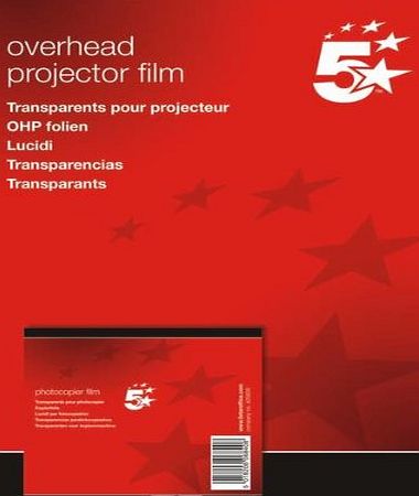 5 Star OHP Film Plain Copier 100 Micron Unbacked [Pack of 100]